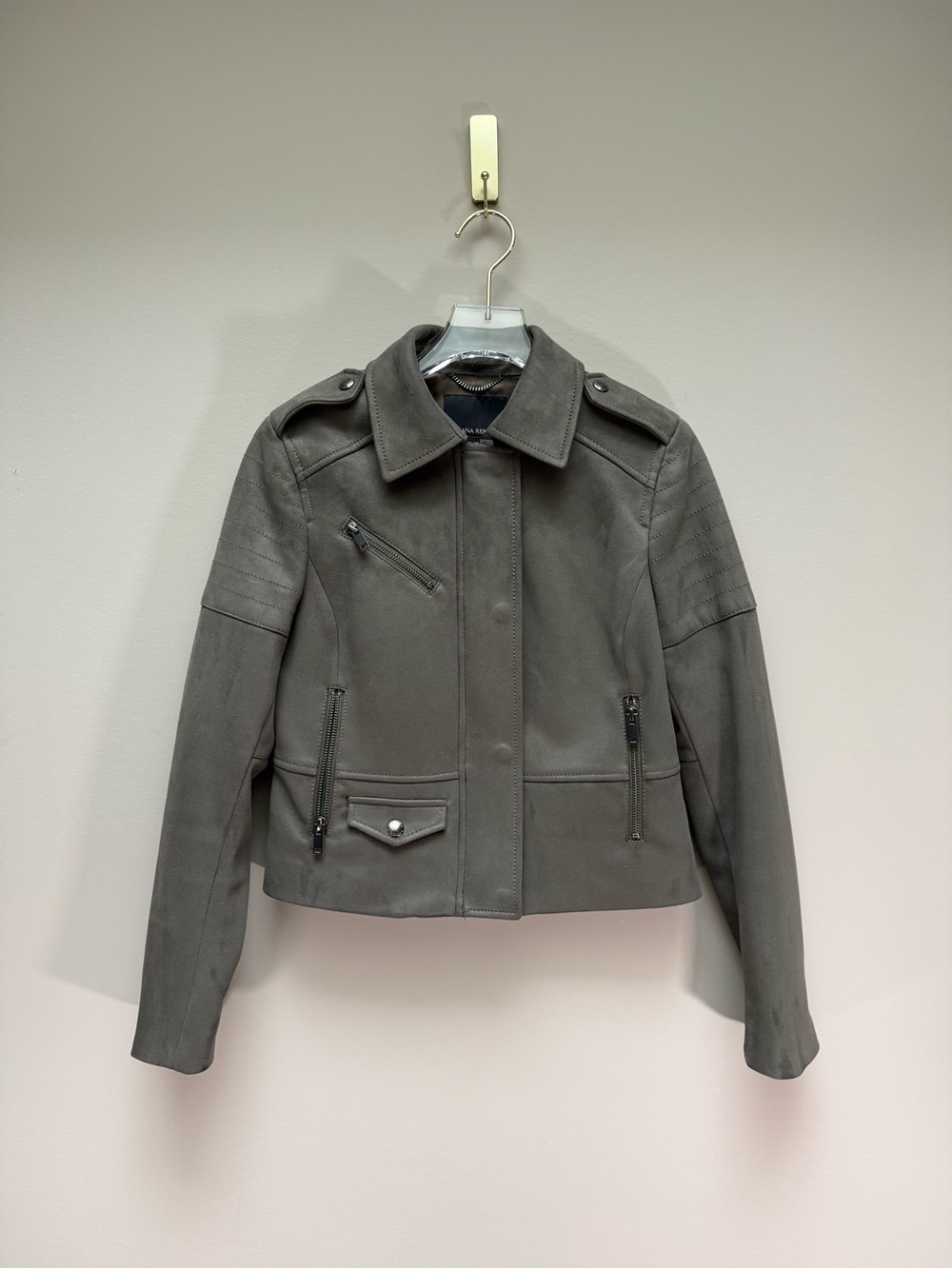 Banana Republic Gray Suede Moto Jacket